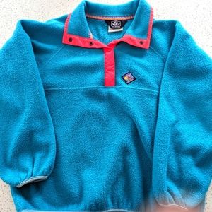 Women's vintage size medium will rich fleece. Bright teal with neon pink.